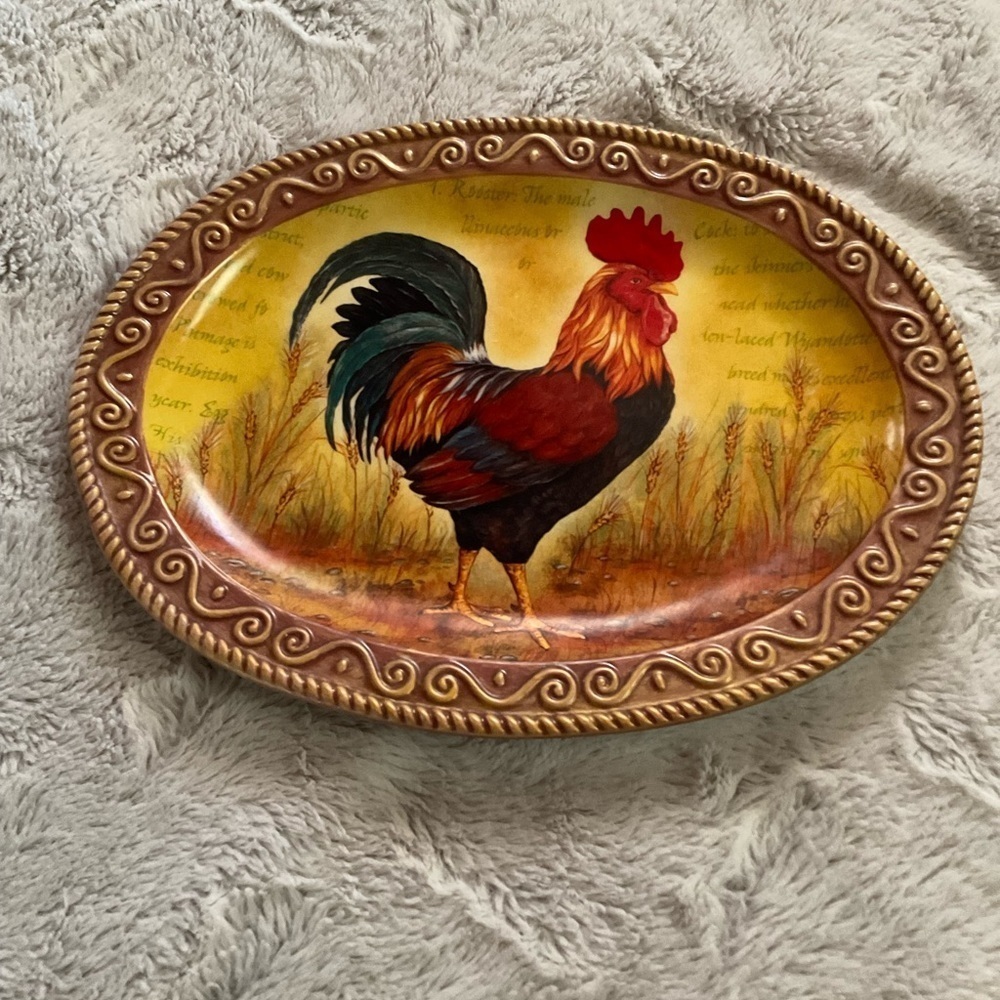 Rooster Platter 13 x 10 - Picture 7 of 7